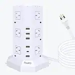 Tower Power Strip USB Surge Protector Socket 12 AC